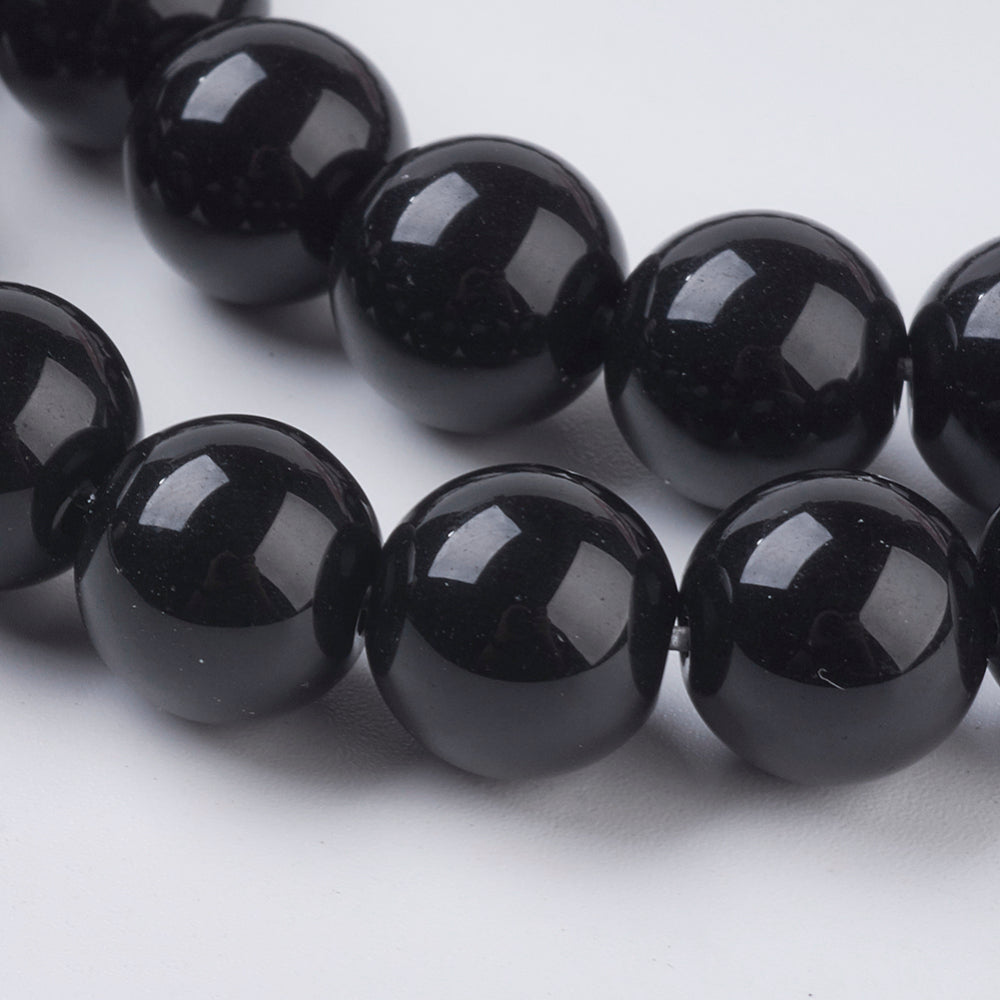 10mm Natural White Jade, Dyed Black Round Gemstones