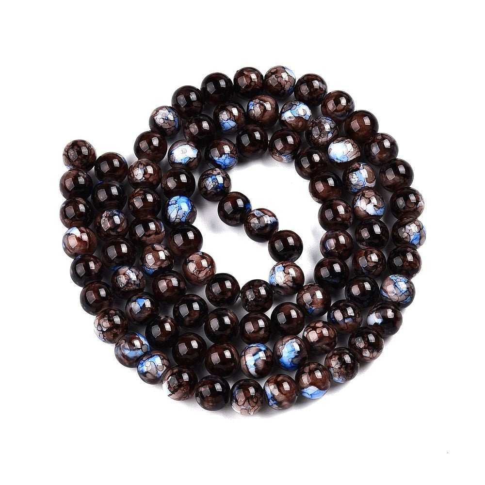 10mm Mixed Brown Blue Mosaic Glass Beads