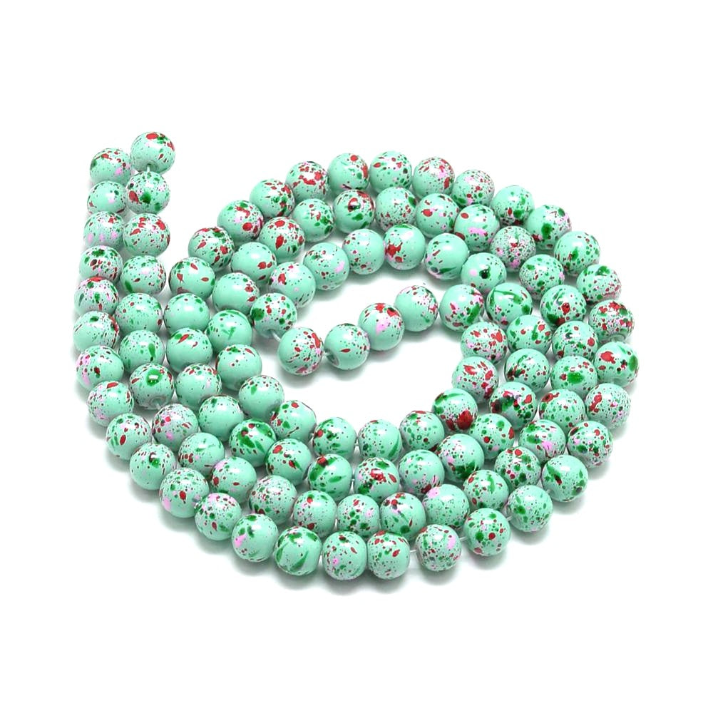 10mm Spotted Glass Round Beads