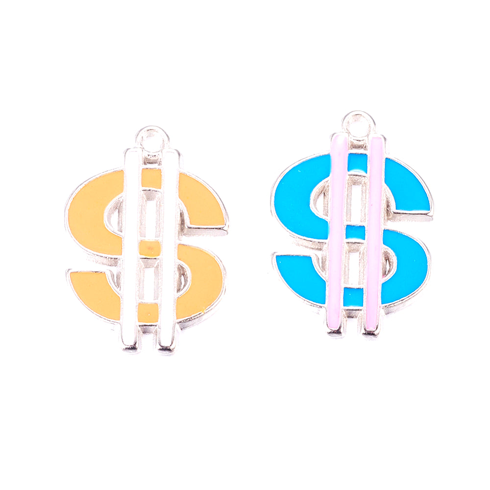 Mixed Color Alloy Enamel Money Sign Charms