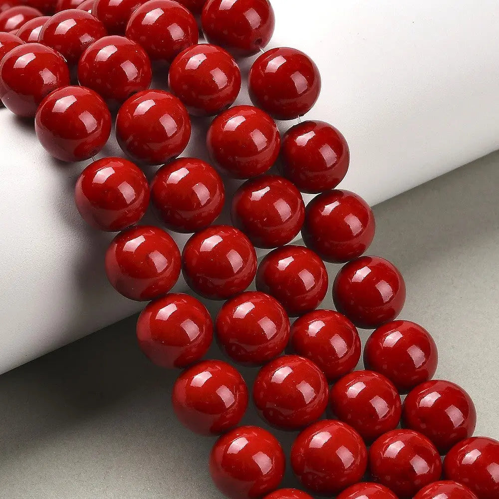 12mm Red Mashan Jade Round Gemstones Haute Girl Beads