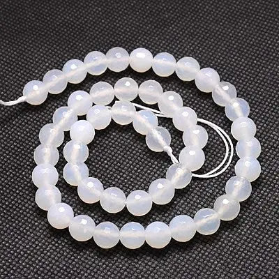 Natural White Faceted Agate Beads Haute Girl Beads