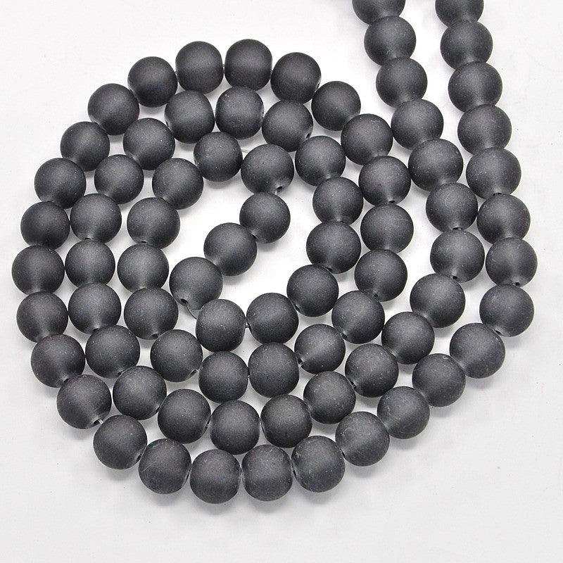 10mm Frosted Sea Glass Round Beads