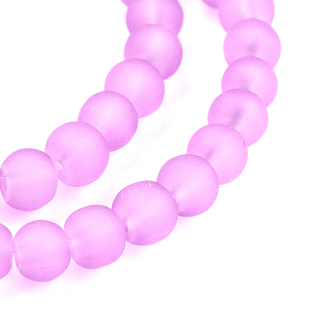 8mm Frosted Sea Glass Round Beads