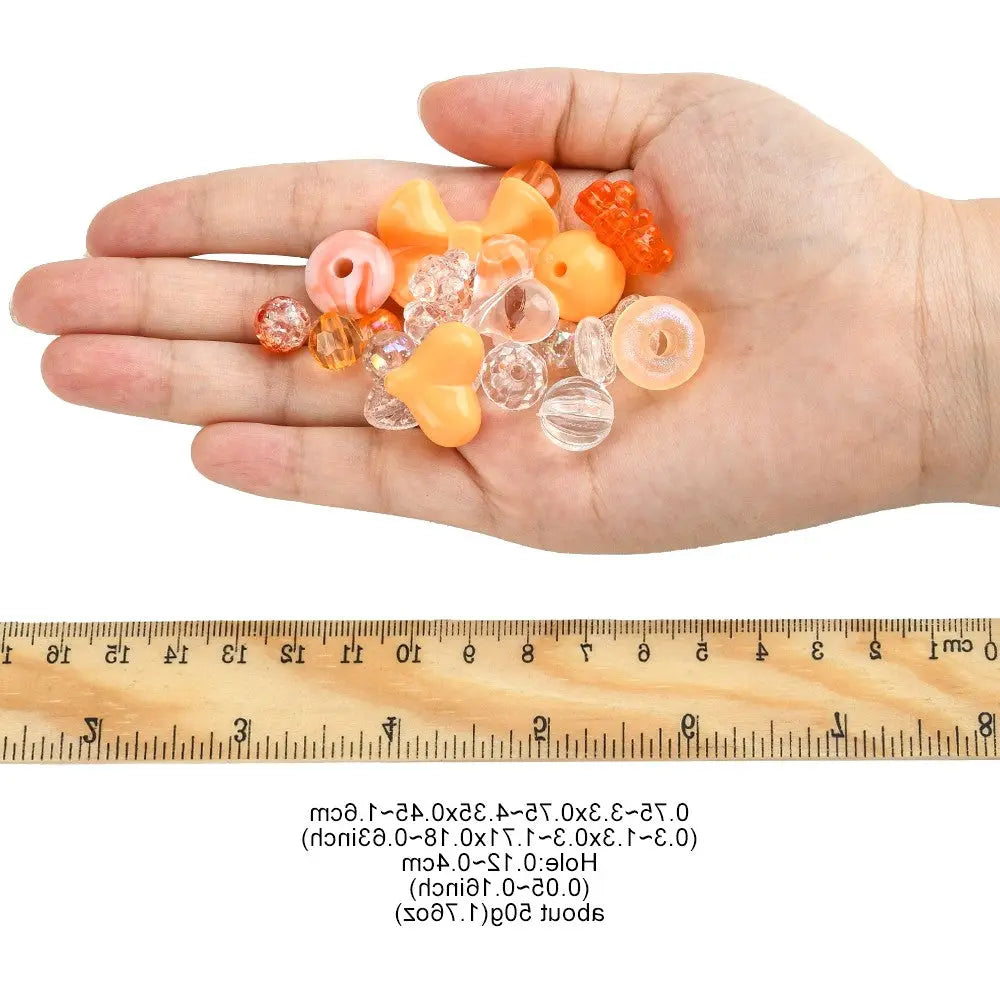 Orange Opaque & Transparent Acrylic Beads, Mixed Shapes Haute Girl Beads