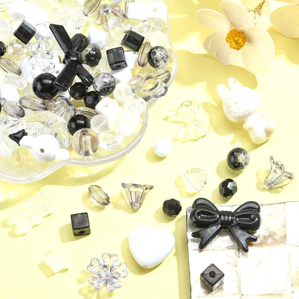 Black Opaque & Transparent Acrylic Beads, Mixed Shapes Haute Girl Beads