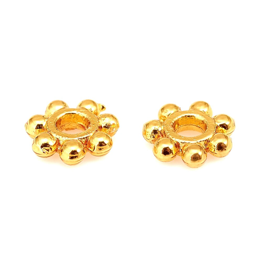 5mm Golden Brass Daisy Flower Spacers Non-Tarnish