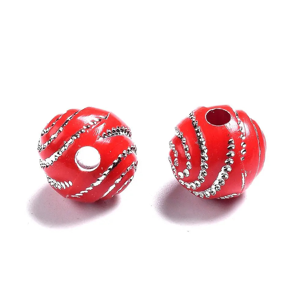 10mm Mixed Colorful Metal Enlaced Acrylic Beads