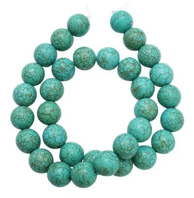 12mm Howlite Beads, Dyed, Round, Turquoise Haute Girl Beads