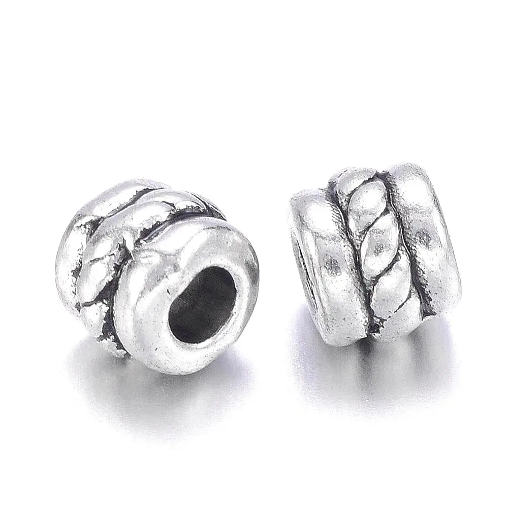 Perles d'espacement tibétaines, sans plomb, sans nickel, sans cadmium, anneau, argent antique, 5 mm x 4 mm, trou : 2,2 mm