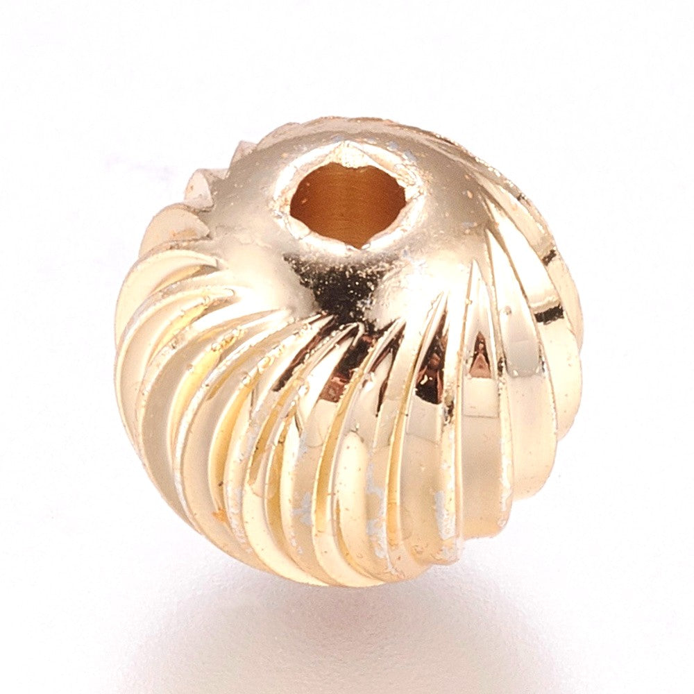 7mm Real 24K Gold Currogated Round Beads