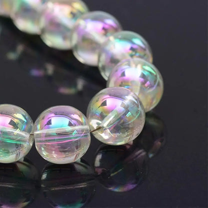12mm AB Clear Electroplate Round Glass Beads