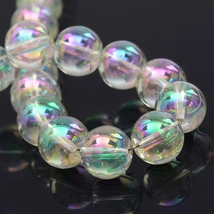 12mm AB Clear Electroplate Round Glass Beads