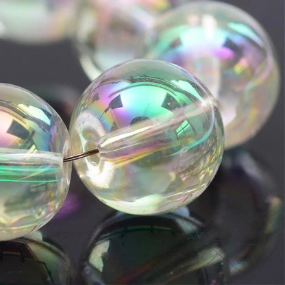 12mm AB Clear Electroplate Round Glass Beads