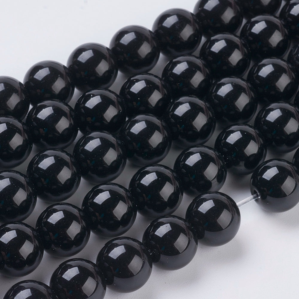 10mm Natural White Jade, Dyed Black Round Gemstones