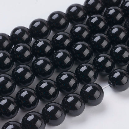 10mm Natural White Jade, Dyed Black Round Gemstones