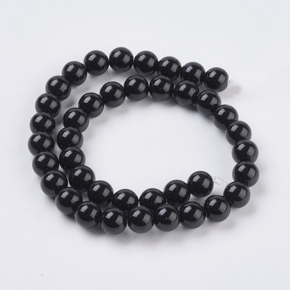 10mm Natural White Jade, Dyed Black Round Gemstones