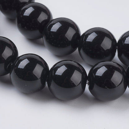 10mm Natural White Jade, Dyed Black Round Gemstones