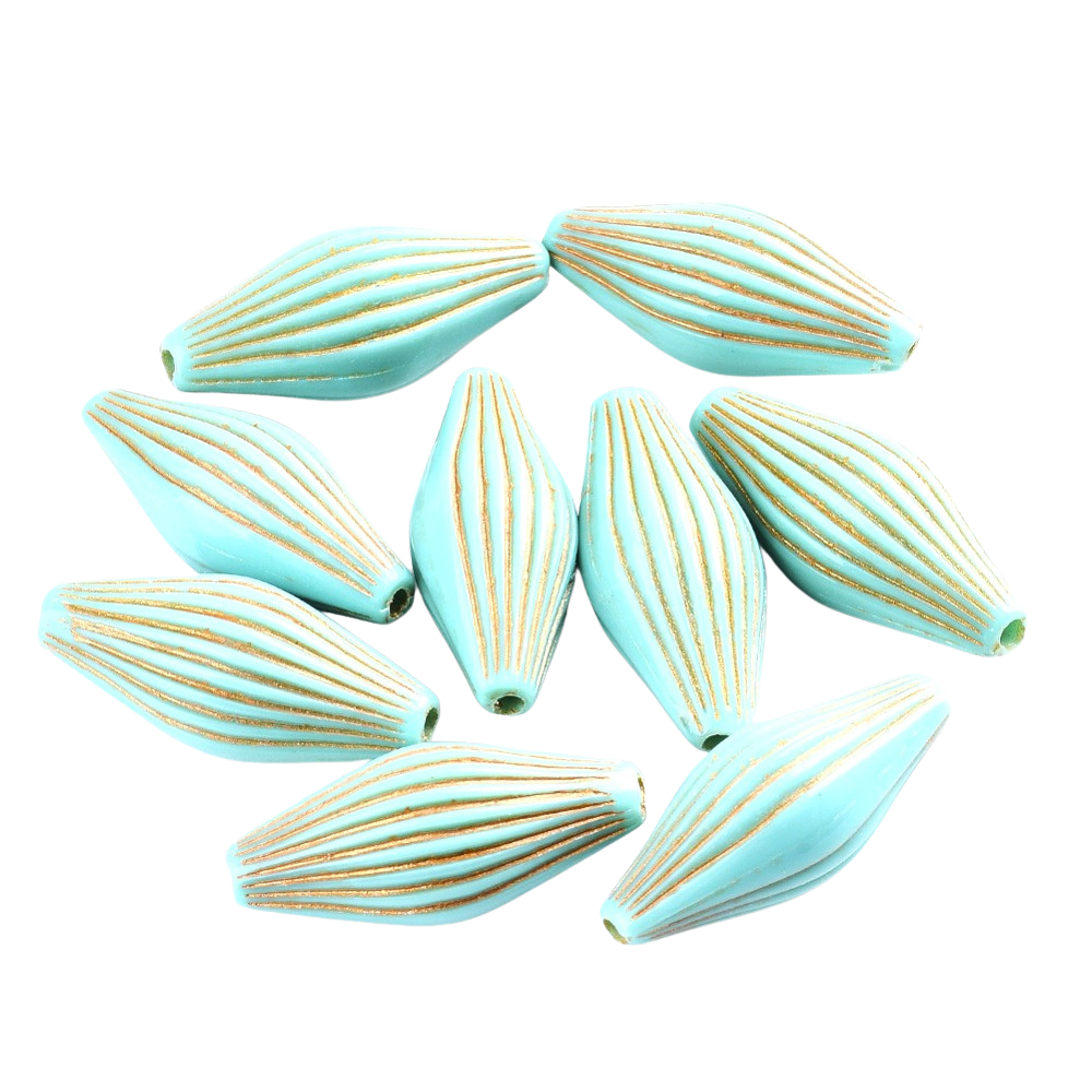 Turquoise Metal Enlaced Oval Beads