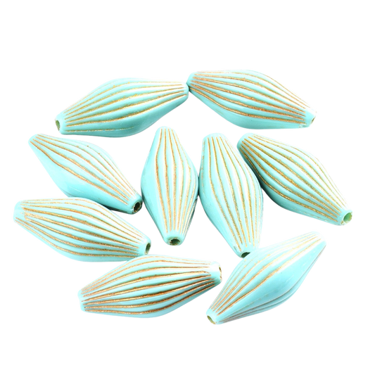 Turquoise Metal Enlaced Oval Beads