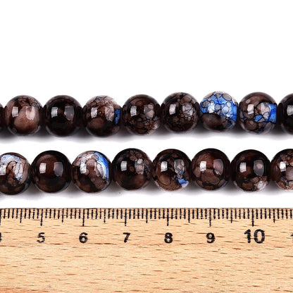 10mm Mixed Brown Blue Mosaic Glass Beads