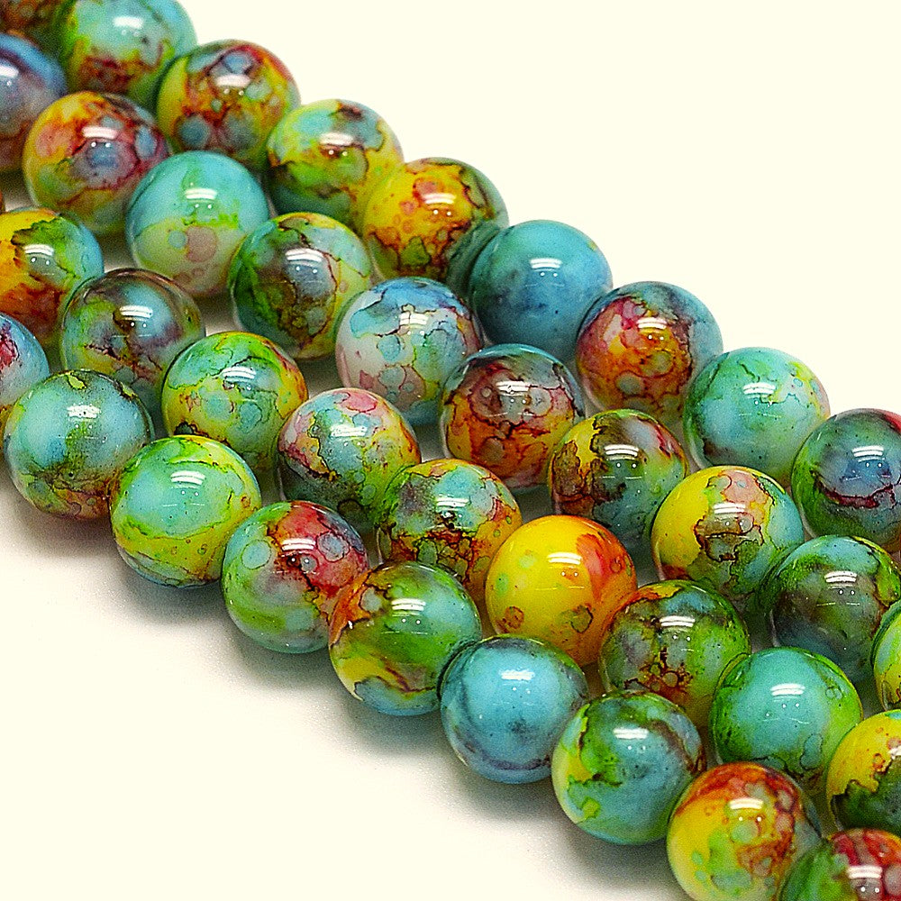 10mm Mixed Color Mosaic Glass Beads