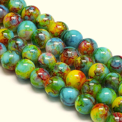10mm Mixed Color Mosaic Glass Beads