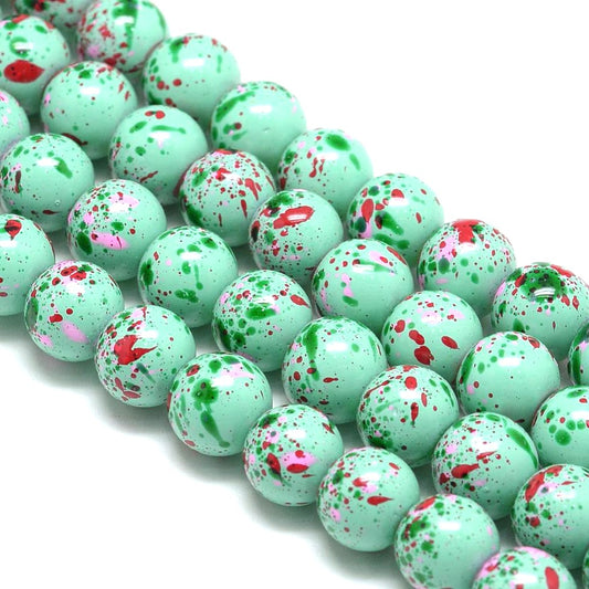 10mm Spotted Glass Round Beads