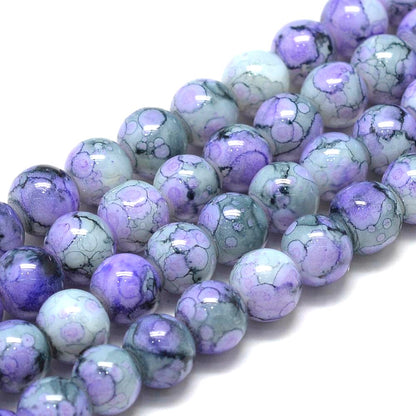 10mm Lavender Glass Round Beads