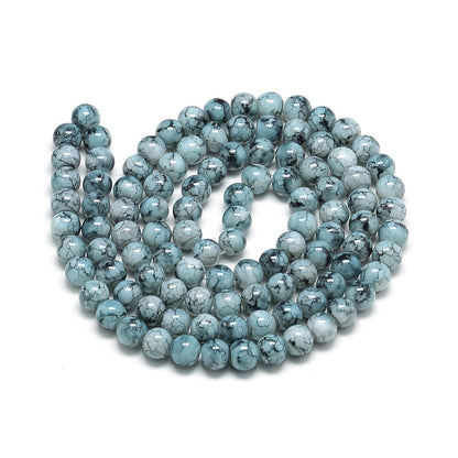 10mm Blue Mosaic Glass Round Beads
