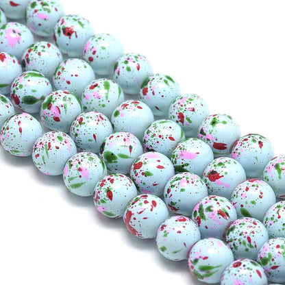 Perles rondes en verre moucheté de 8 mm, lot de 50