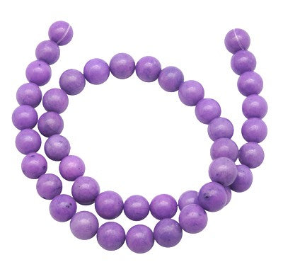 8mm Dyed Purple Natural Mashan Jade Round Gemstones