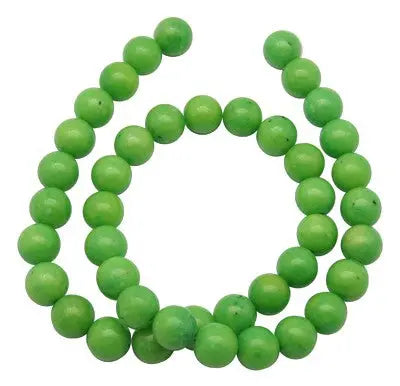 12mm Natural Mashan Jade Gemstones, Lime Green, Dyed, Round Haute Girl Beads