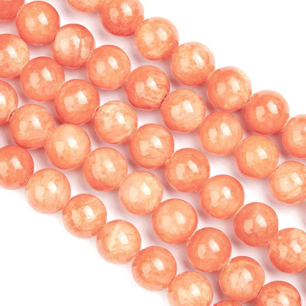 12mm Orange Red Natural Mashan Jade Gemstones