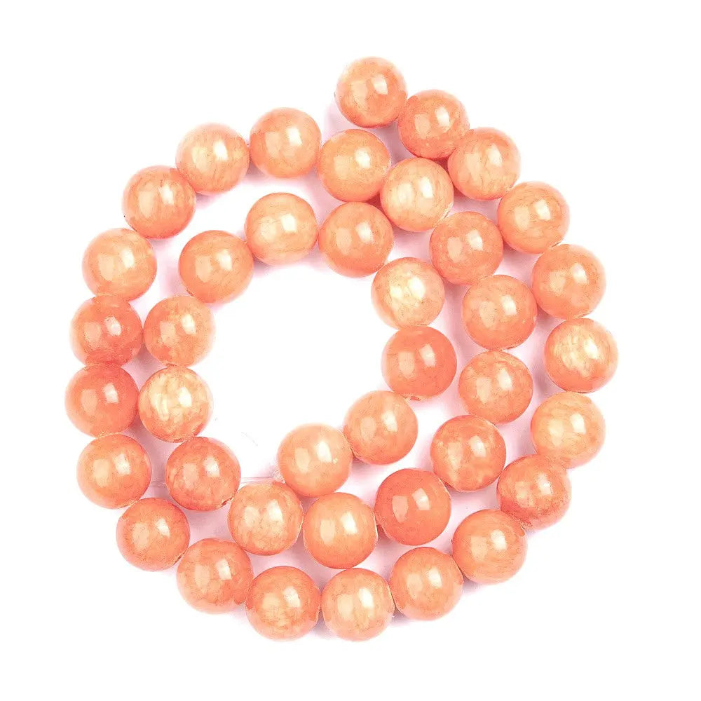 12mm Orange Red Natural Mashan Jade Gemstones