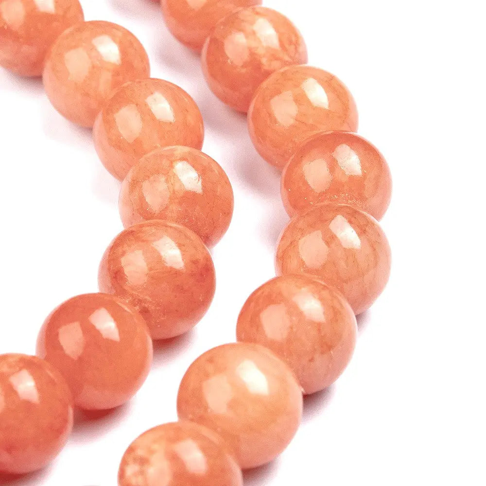 12mm Orange Red Natural Mashan Jade Gemstones