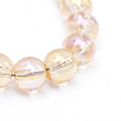 10mm Ivory Electroplate Rainbow Plated Round Glass Beads