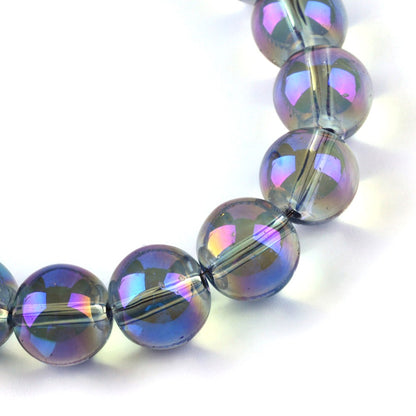 12mm Blue AB Electroplate Rainbow Glass Beads