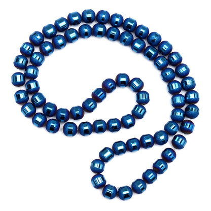 Blue Electroplated Frosted Glass Beads