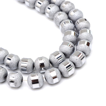 Silver Electroplated Frosted Glass Beads