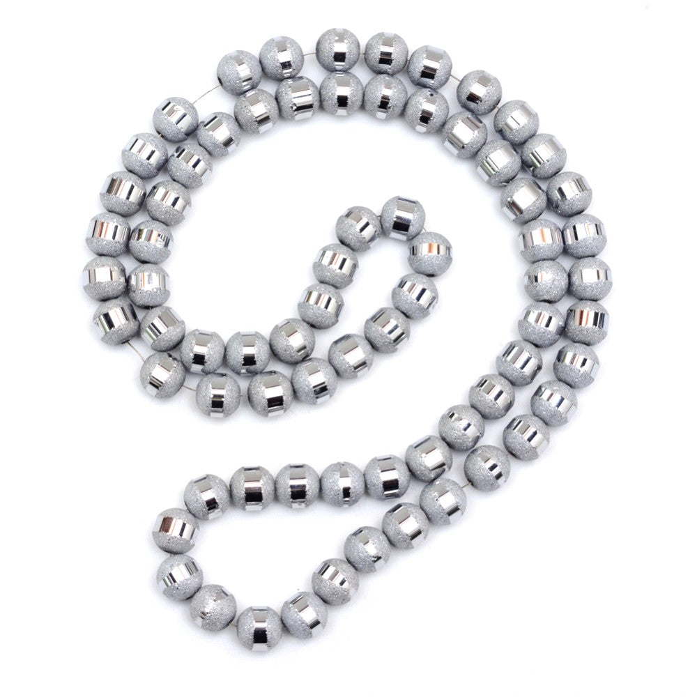 Silver Electroplated Frosted Glass Beads