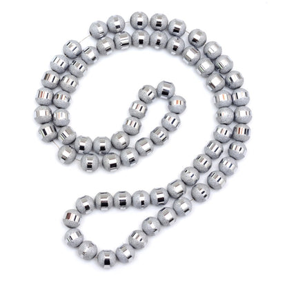 Silver Electroplated Frosted Glass Beads
