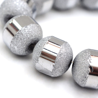 Silver Electroplated Frosted Glass Beads
