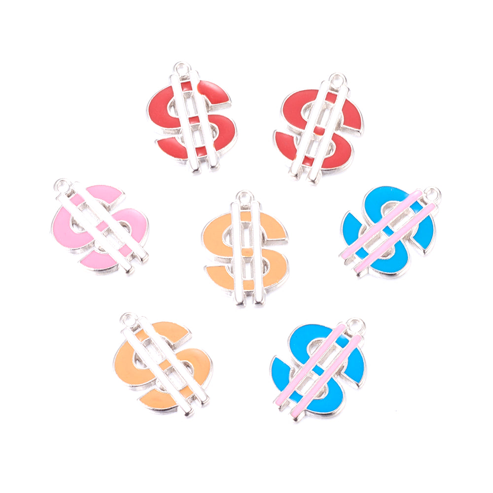 Mixed Color Alloy Enamel Money Sign Charms