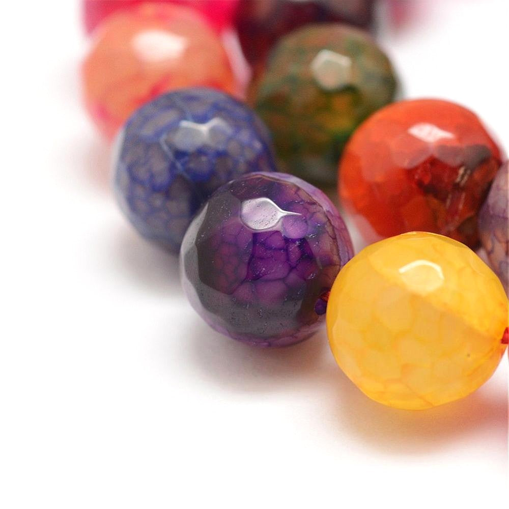 10mm Multicolor Faceted Dragon Veins Fire Agate Gemstones