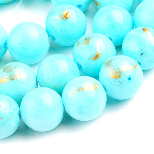 8mm Turquoise Natural Jade Gold Foil Gemstones