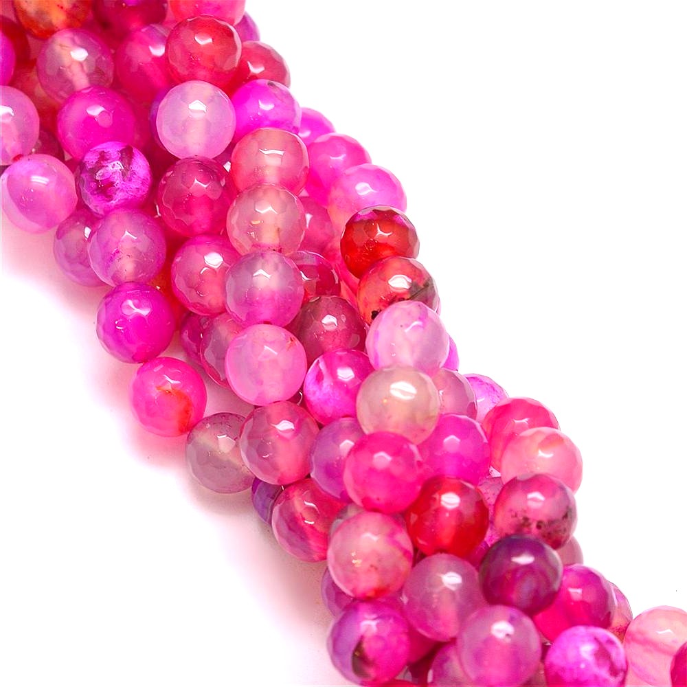 10mm Hot Pink Natural Agate Faceted Gemstones