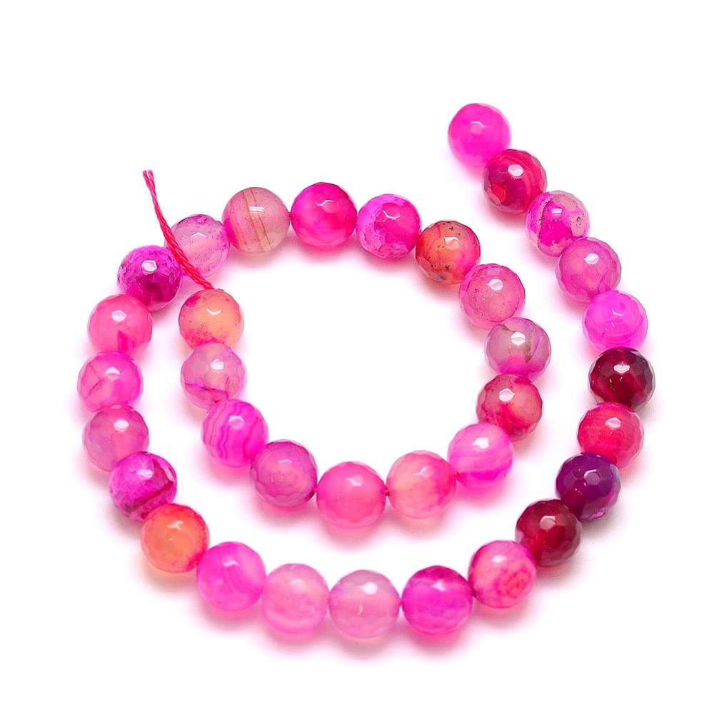 10mm Hot Pink Natural Agate Faceted Gemstones