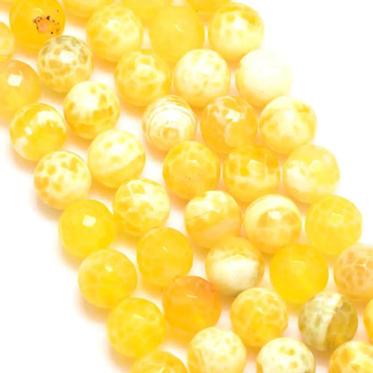 10mm Yellow Natural Fire Agate Faceted, Grade A