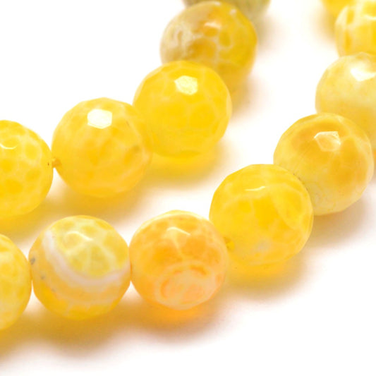 10mm Yellow Natural Fire Agate Faceted, Grade A